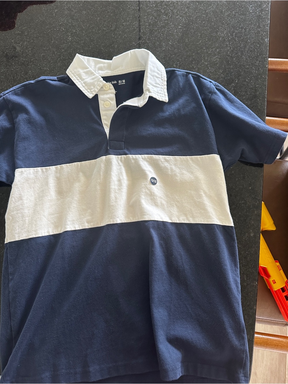 Abercrombie Navy and White Rugby Polo Shirt size 15/16